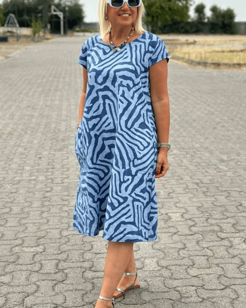 Annabel | Summer dress with a round neck and beautiful print