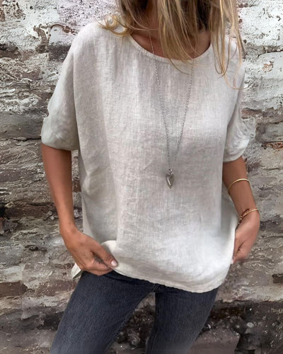 Lili |  Cotton and Linen T-shirt with round neck
