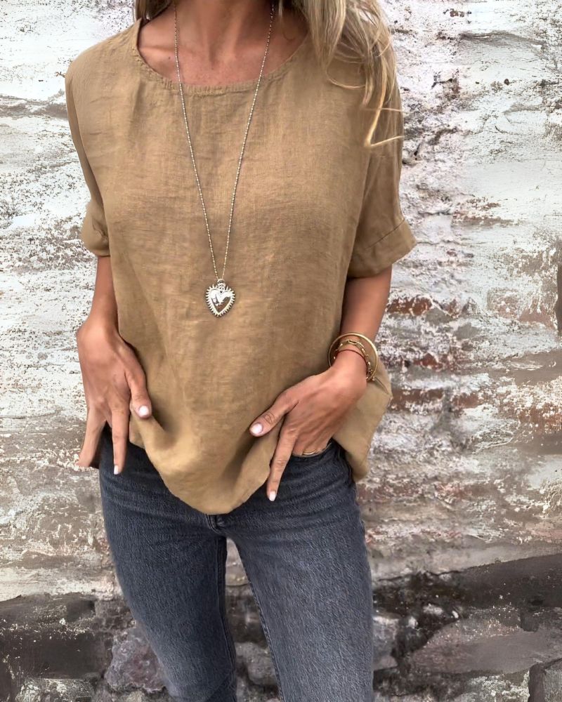 Lili |  Cotton and Linen T-shirt with round neck