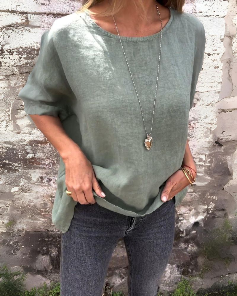 Lili |  Cotton and Linen T-shirt with round neck