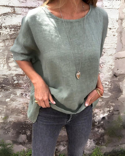 Lili |  Cotton and Linen T-shirt with round neck