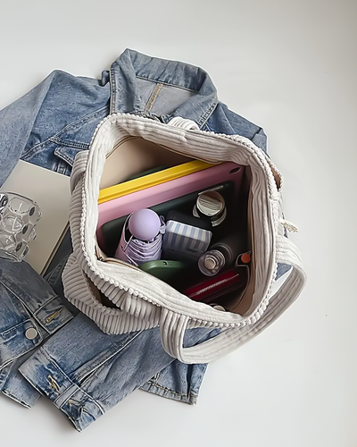 Tilda | Ribbed carrier bag with cord detail