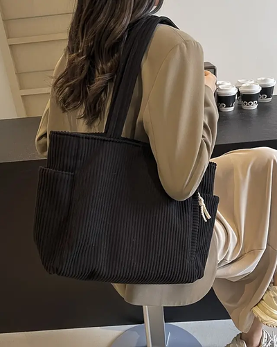 Tilda | Ribbed carrier bag with cord detail