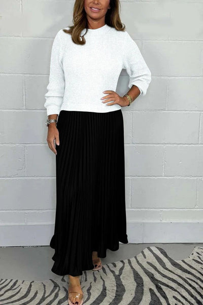 Stella | Maxi dress with sweater and pleated skirt