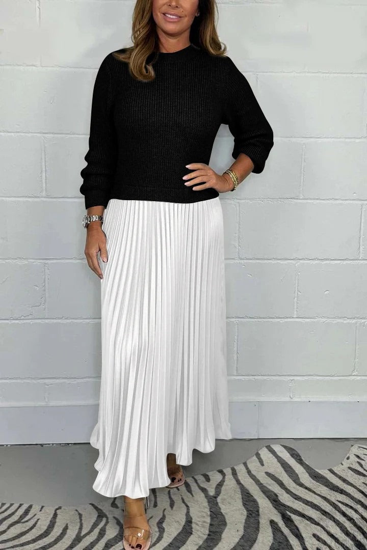 Stella | Maxi dress with sweater and pleated skirt