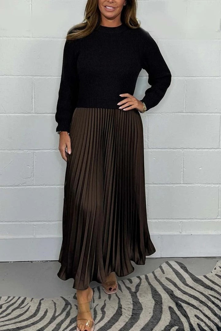 Stella | Maxi dress with sweater and pleated skirt