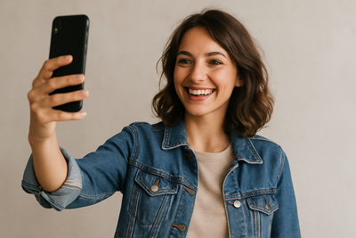 creeer een foto van een vrouw die een selfie maakt